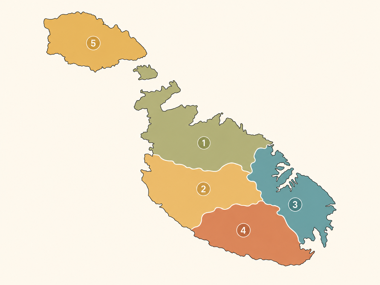 Malta and Gozo teaching zones map